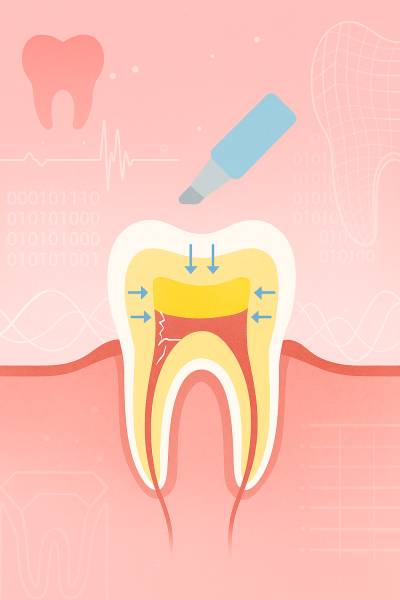 Phát hiện sự tách lớp tại đáy tủy qua biến dạng bề mặt phục hồi composite